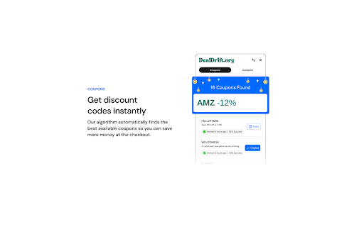 DealDrift Coupon Finder :: Automatically finds and applies coupons from DealDrift.org while shopping online