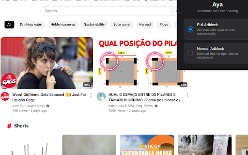 Aya - Youtube Adblocker :: Watch YouTube videos without ads. Automatically.