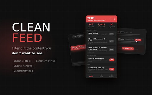 Hide YouTube Shorts & Block Channels :: YouTube Comment Blocker, Shorts Blocker & Channel Blocker - block comments, channels & Shorts for a clean feed.