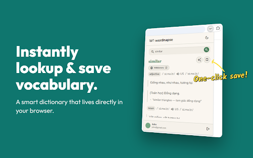 Wordnapse :: Instantly lookup and save new vocabulary, meanings, and sentences to your Wordnapse dictionary from any webpage.