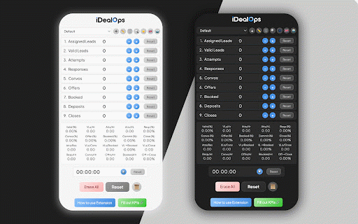 QuickTrack :: Track sales counters, live timer, real-time metrics and reverse-engineer ratios & earnings projections with one-click KPI access.