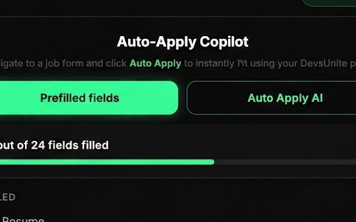 DevsUnite Auto-Apply Copilot :: Instantly auto-fill job applications using your DevsUnite profile — powered by Devsunite AI.