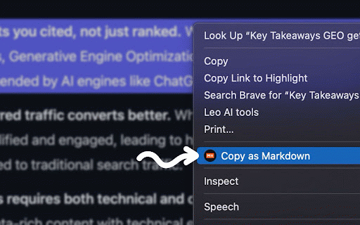 Copy as Markdown :: Simple extension to copy selected text as Markdown, perfect for pasting into AI like ChatGPT
