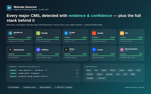 Website Detector - Evidence-first technology detection :: See what any website is built with - platform, frameworks and services - each with a confidence score and the evidence.
