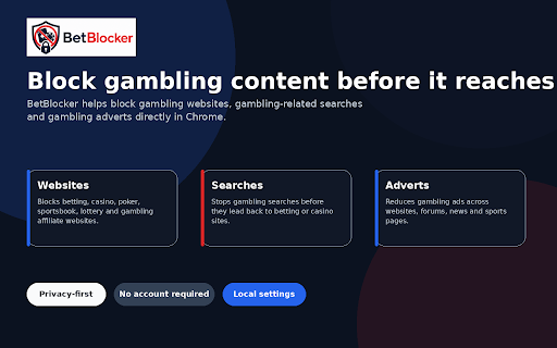 BetBlocker :: Blocks access to known gambling websites with privacy-first browser protection.