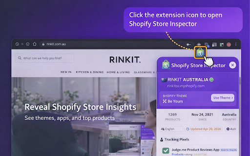 Shopify Store Inspector – Theme, App & Pixel Detector :: Reveal any Shopify store's theme, installed apps, tracking pixels & best-selling products in one click. Free forever.