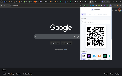 QR Studio - Website QR Generator :: Generate stunning QR codes instantly. Auto-detects URLs. WiFi, vCard, templates, logo overlay, and custom card formats.