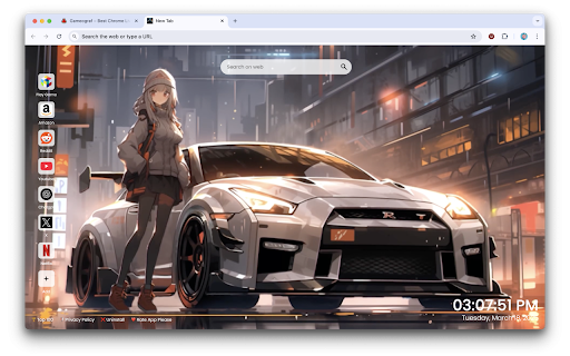 Anime Girl and Sportcar Live Wallpaper :: Enjoy a stunning anime girl and sportscar live wallpaper with a beautifully animated video for car and anime fans