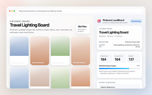 Pinterest LocalBoard :: Download Pinterest boards into one clean local ZIP.