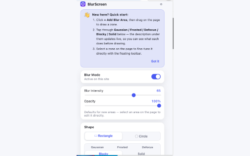 BlurScreen — Screen Blur for Privacy & Screen Sharing :: Screen blur tool for privacy. Hide sensitive info before you share on Zoom, Meet, or Teams. 100% local — nothing is ever uploaded.