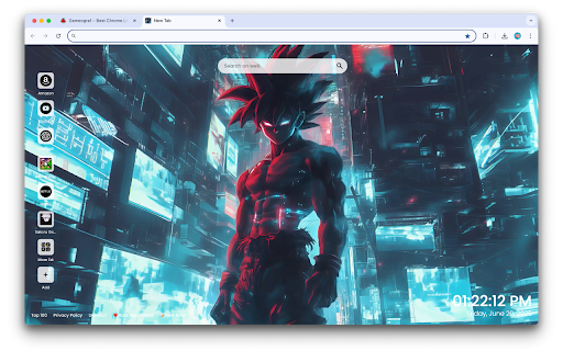 Cyberpunk Son Goku Live Wallpaper :: Level up your Chrome with Cyberpunk Son Goku Live Wallpaper. by Gameograf.com