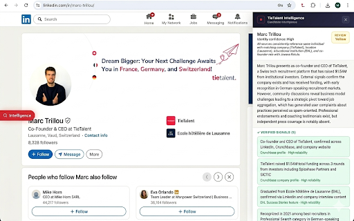 TieTalent — Candidate Intelligence :: Hiring intelligence for recruiters, directly on candidate profiles.