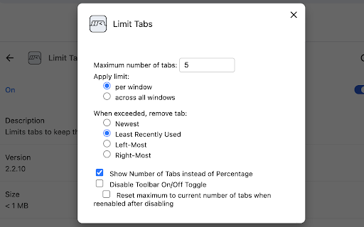 Limit Tabs :: Limits tabs to keep things tidy