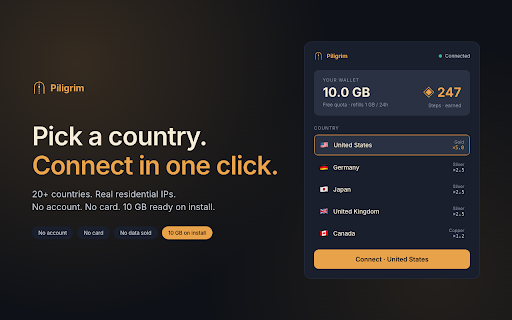 Pilgrim — Free Gamified VPN :: For the modern wanderer. The open web is your road; Pilgrim is your cloak. Earn megabytes in Sanctums across 20+ countries.