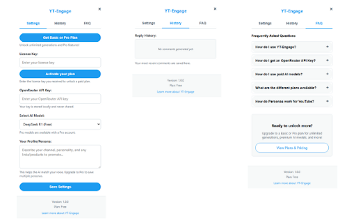YT-Engage - AI Youtube Comment Assistant :: Boost your YouTube engagement with AI-generated comments and replies by webresult.at .