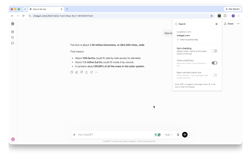 Fact It :: Real-time fact-checking for any AI you chat with.