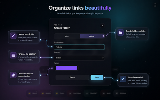 LeanTab — New Tab with Tiles & Wallpapers :: A customizable new tab with tiles, folders, profiles and custom wallpapers. Search uses your default Chrome search provider.