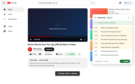 CopyScript — YouTube Transcript Copy :: One-click YouTube transcript copy. No AI, no ads, no tracking. Just copy.