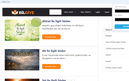 Bilgiye App :: Tüm web sayfalarındaki güzel sözler içeriklerini daha iyi incelemek için arkaplan ve yazı renklerini istediğin gibi ayarla
