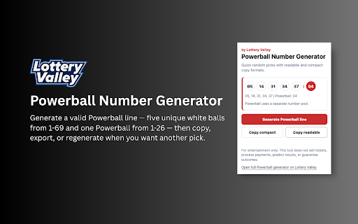 Powerball Number Generator :: Generate random Powerball-style numbers locally for entertainment.