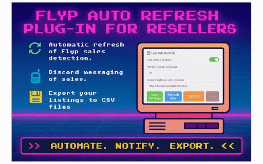 Flyp Orders Auto Refresh :: Automatically refreshes the Flyp orders page at configurable intervals with Discord/Telegram sale notifications