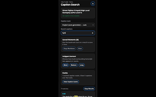 YouTube Caption Search :: Search YouTube captions, jump to matching timestamps, save moments, and export timestamped notes.
