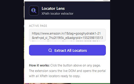 Locator Lens :: Extract XPath locators from any web page for any test automation framework