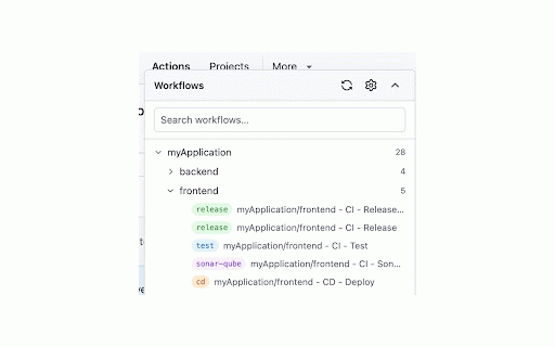 GitHub Workflow Navigator :: Hierarchical, searchable view of GitHub Actions workflows for monorepos.