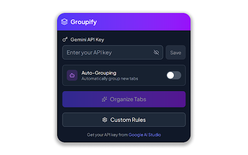 Groupify - AI Tab Manager :: AI-powered browser extension that automatically organizes your tabs into logical groups using Gemini AI