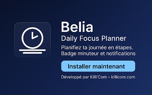 Belia — Daily Focus Planner :: Planifie ta journée en blocs simples, avec minuteur et notifications.