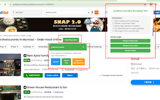 Justdial.com Data Scraping Tool :: Automatically extract listings from over 20 categories on Justdial and download as CSV, JSON or Excel files.
