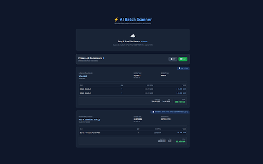 ReceiptAI: Invoice to Excel Scanner :: Automate bookkeeping. Bulk scan receipts & invoices using AI. Extract line items instantly and export to Excel & CSV.