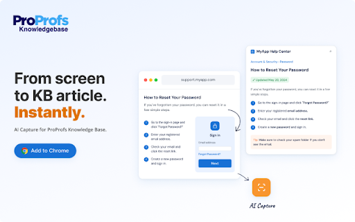 ProProfs Knowledge Base – AI Capture :: Create step-by-step guides for your Knowledge Base.