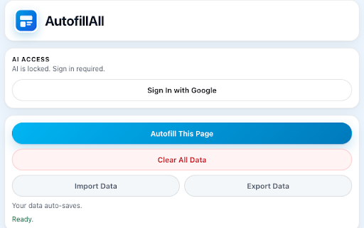 AutofillAll :: Smart one-click autofill for applications and signup forms.