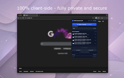 DOM Snapshot & Diff :: Capture, compare, and manage DOM snapshots with encrypted storage
