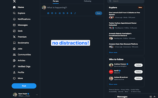 Twitter Focus :: Hide Twitter home feed while keeping posting and notifications