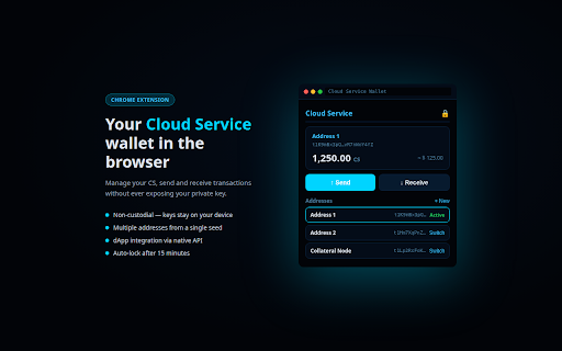 Cloud Service Wallet :: Carteira não-custodial para a rede Cloud Service