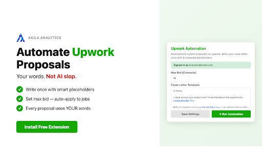 Upwork Proposal Automation :: Automate Upwork job proposals with AI-powered cover letter personalization