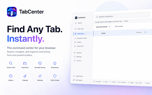 TabCenter — Find Any Tab. Instantly. :: Search every open tab across every window and switch instantly. Plus history, bookmarks and recently closed. Fully local.