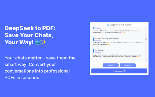 DeepSeek to PDF :: Export DeepSeek conversations to PDF with questions and answers.