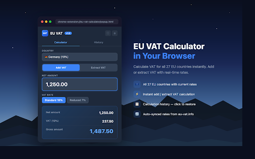 EU VAT Calculator :: Quick EU VAT calculator with all 27 country rates. Add/extract VAT instantly.