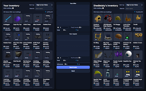 Trade Plus for Roblox :: Replaces Roblox trade page with an improved one.