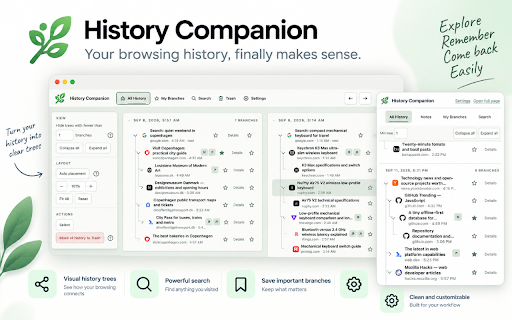 History Companion – Browse, Save & Find :: Browse in visual trees. Search pages and saved text, add notes, save links and images, and return to anything later.