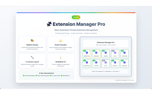 Extension Manager Pro :: Easily manage your Chrome extensions - enable/disable and add to favorites