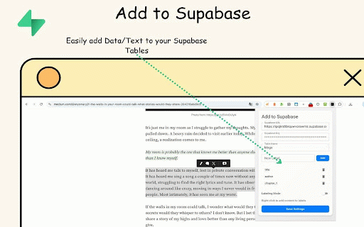 Add to Supabase :: Save selected text to Supabase