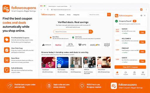 FollowCoupons - Coupon Codes & Deals :: Find FollowCoupons coupon codes and deals while shopping. Some offers use affiliate links and may earn FollowCoupons a commission.