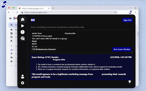 ScamCheck - Email Scam and Fraud Checker :: AI Email Scam Checker - Check to detect email scams and fraudulent emails..