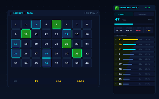 Keno Assistant :: Your Keno Assistant — auto-play, track numbers, smart picks and more with your favorite top casino website!
