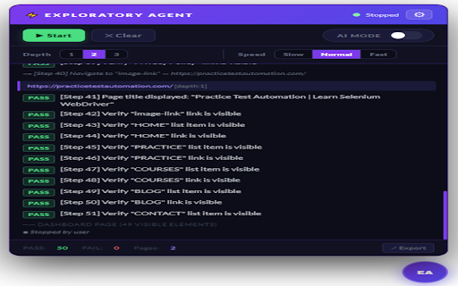 Exploratory Testing Agent :: Self-exploratory web testing agent — scans elements, asserts, crawls links, and records user actions into Playwright tests.