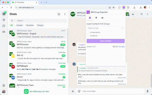 WA Group Exporter - Download Group Phone Numbers :: Instantly export WhatsApp Group contacts to CSV or VCard with just one click. Download all phone numbers easily.
